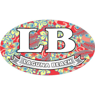 Laguna Beach   Floral Filled Euro Oval Sticker