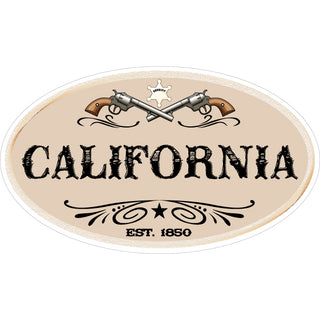 California Vintage Look Pistols Oval Sticker