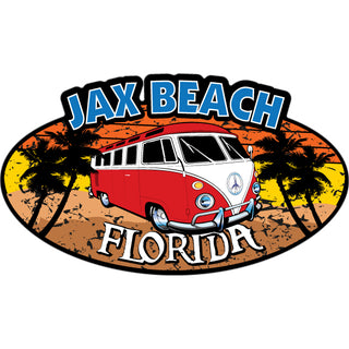 OK3 Jax Beach Florida Red Bus Corner View Sticker