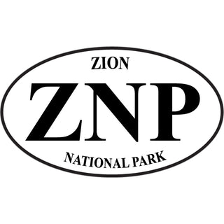 Zion National Park   Black and White Euro Oval Sticker