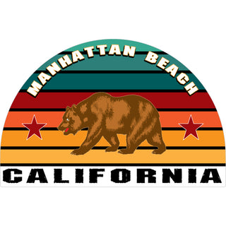 Manhattan Beach  California   Striped Half Circle Bear Sticker