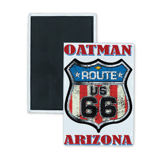Oatman  Arizona   Route 66 Flag Shield Rectangle Badge Magnet