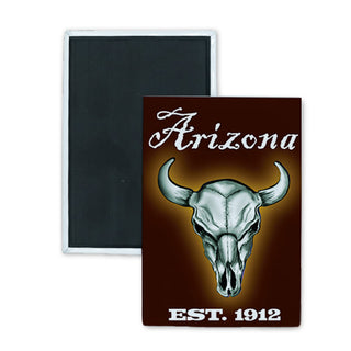 Arizona Black Steer Skull Rectangle Badge Magnet