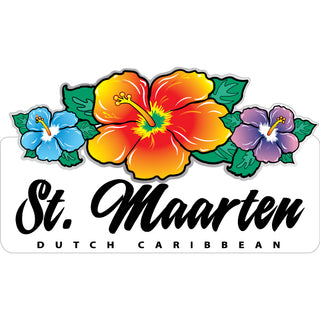 St. Maarten Dutch Caribbean   Triple Hibiscus Sticker