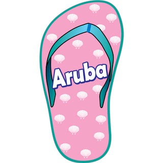 Aruba   Pink Shell Print Flip Flop Sticker