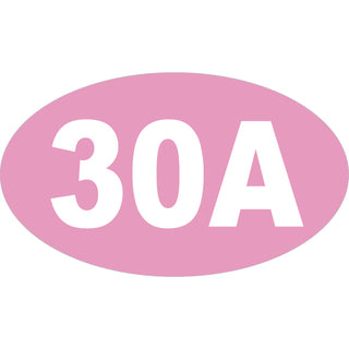 OK4 30A Euro Oval White on Light Pink Background large Sticker