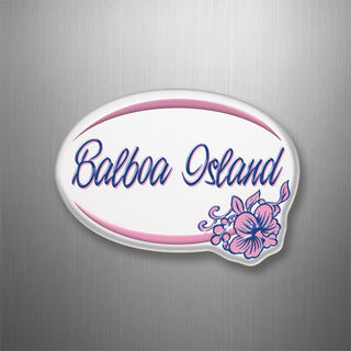 Balboa Island   Pink Purple Hibiscus Oval 3D Magnet