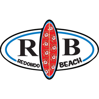 Redondo Beach Oval with Surfboard Sticker