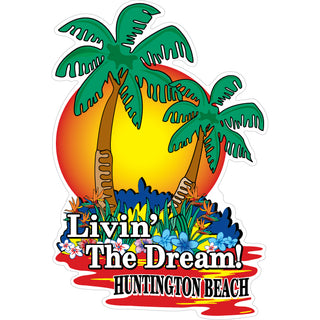 Huntington Beach Livin' the Dream Palms Sunset Sticker