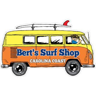Bus Side View Surfboard   Bert's Surf Shop Bus Side View Surfboard Sticker