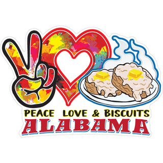 Alabama Peace  Love & Biscuits Sticker