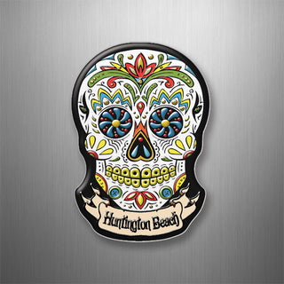 HUNTINGTON BEACH WHITE SUGAR SKULL 3D Magnet