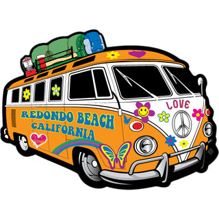 Redondo Beach  California   Orange Hippie Bus Sticker