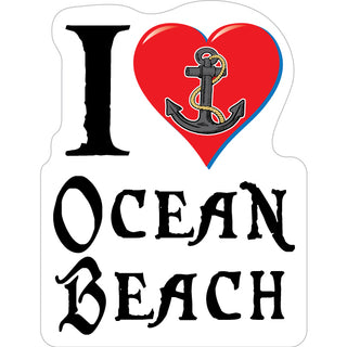 Ocean Beach  CA   Heart Anchor Sticker