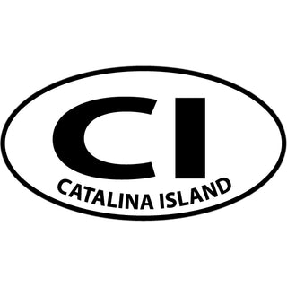 Catalina Island   Black & White Euro Oval Sticker