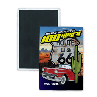 Route 66   America's Highway for 100 Years Rectangle Badge Magnet