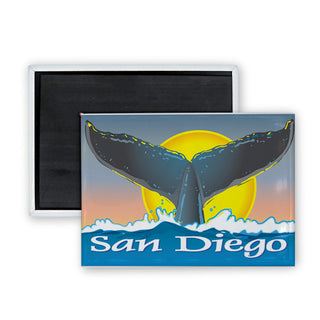 San Diego   Whale Tail Rectangle Badge Magnet