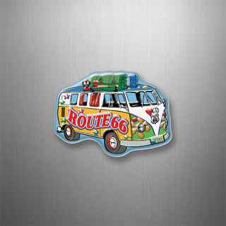 Route 66   Hippie Bus 3D Magnet