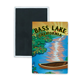 Bass Lake  CA   Canoe Arrowhead Rectangle Badge Magnet