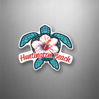 Huntington Beach Blue Turtle with White Flower Flexible Magnet