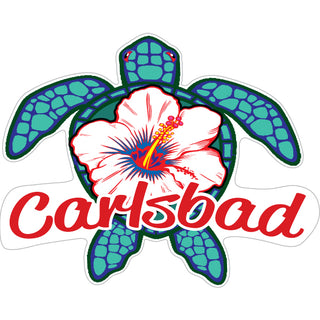 Carlsbad Blue Turtle with White Flower Sticker