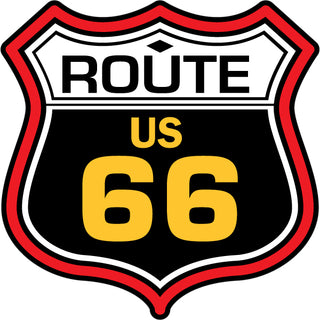 Route 66   Route 66 Black Red and White Shield   Double Postcard Sized Sticker