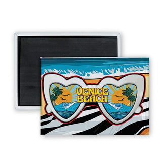 Venice Beach   Heart Glasses Rectangle Badge Magnet