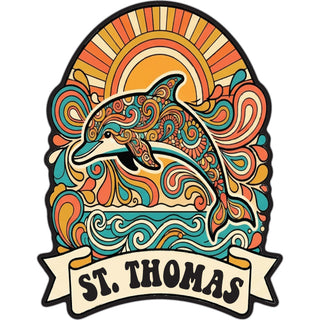 ST THOMAS RETRO DOLPHIN Sticker