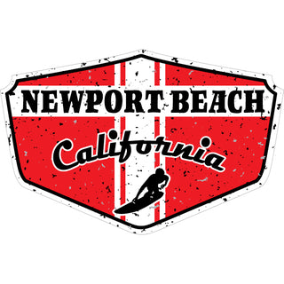 OK4 Newport Beach Red distressed shield Sticker