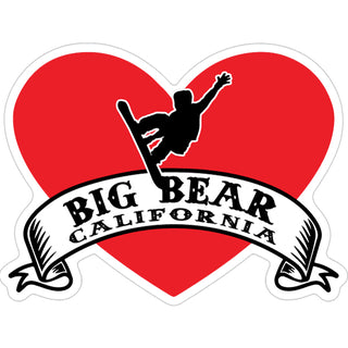 Big Bear  CA   Heart with Snowboarder & Banner Sticker