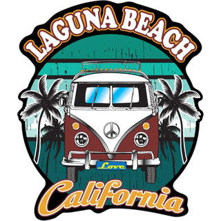 Laguna Beach  California   Burgundy Bus Front View Sticker