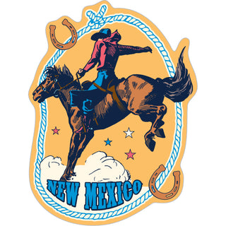 New Mexico   Cowboy on Bucking Bronco Sticker