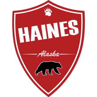 Haines Alaska   Bear in Red Shield Sticker