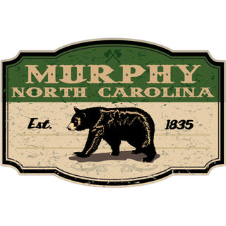 Murphy NC Est 1835 Green Sign with Bear Horizontal Sticker