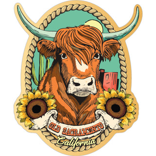 Old Sacramento California Scottish Highland Cow Desert Sticker