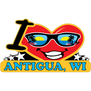 Antigua  WI   Happy Face Heart Sticker