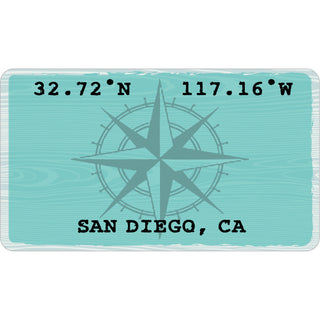 San Diego  CA   Latitude & Longitude Blue Sign Sticker