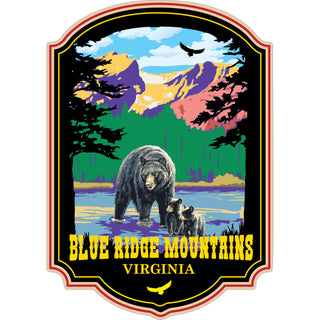 Blue Ridge Mountains  Virginia   Bear Family in Mountain Stream Sticker