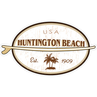 HB Est. 1909 Coastal Wood Grain Oval Sticker