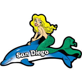 San Diego   Mermaid On Dolphin Sticker