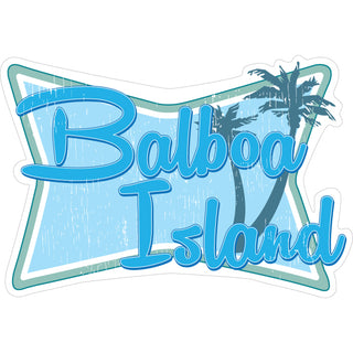 Balboa Island  CA   Coastal Retro Squeezed Rectangle with Palms Sticker