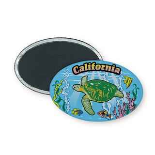 California Turtle in the Sea Oval Badge Magnet