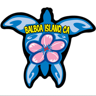 Balboa Island Blue Turtle Pink Flower Sticker