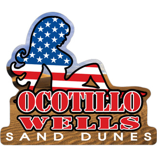 Ocotillo Wells  California   Flag Mud Flap Girl Sticker