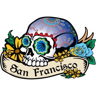 OK4 San Francisco  CA Blue Skull no Jaw (00663) Sticker