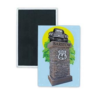 Barstow Route 66 Barstow with Car on Column Rectangle Badge Magnet