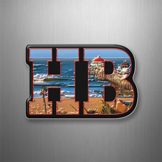HB (Huntington Beach)   Big Letters Pier Photo 3D Magnet