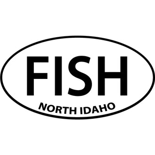 North Idaho   Black & White Fish Euro Oval Sticker