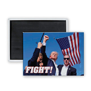 Novelty   Trump Fist Up Shooter Fight Rectangle Badge Magnet