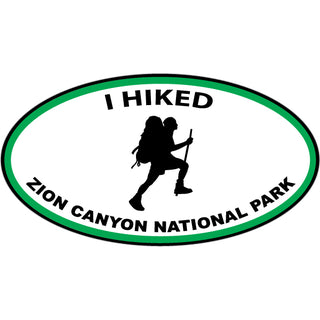 Zion  UT   Hiker Silhouette Oval Sticker
